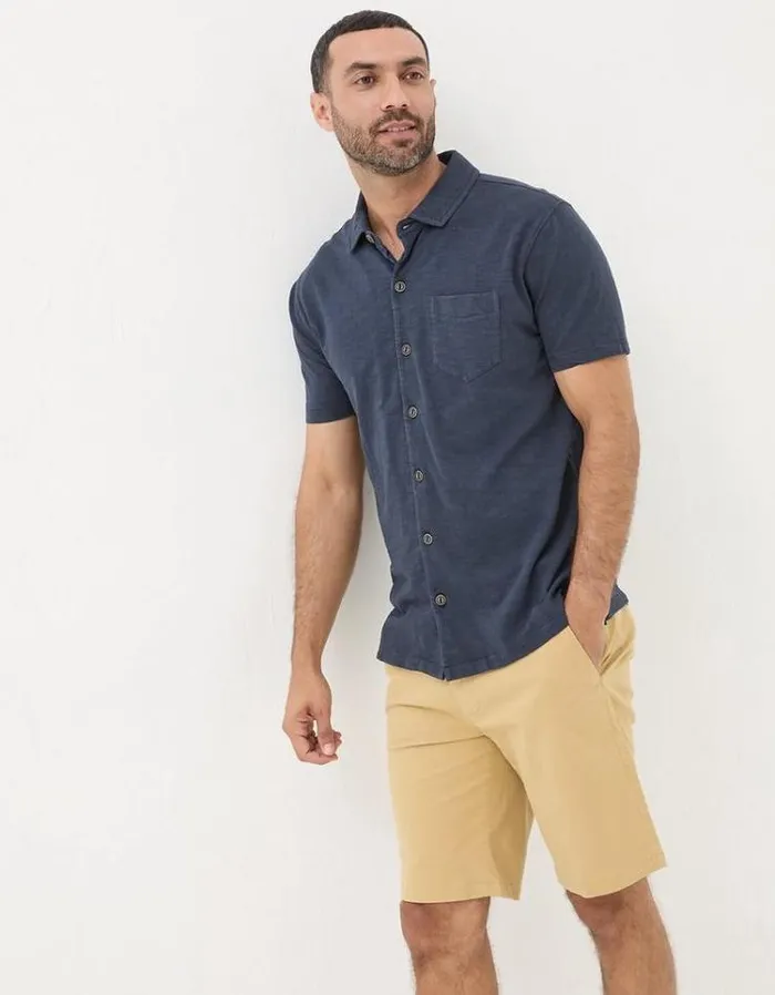 Men FatFace Shirts Truro Jersey Shirt Navy