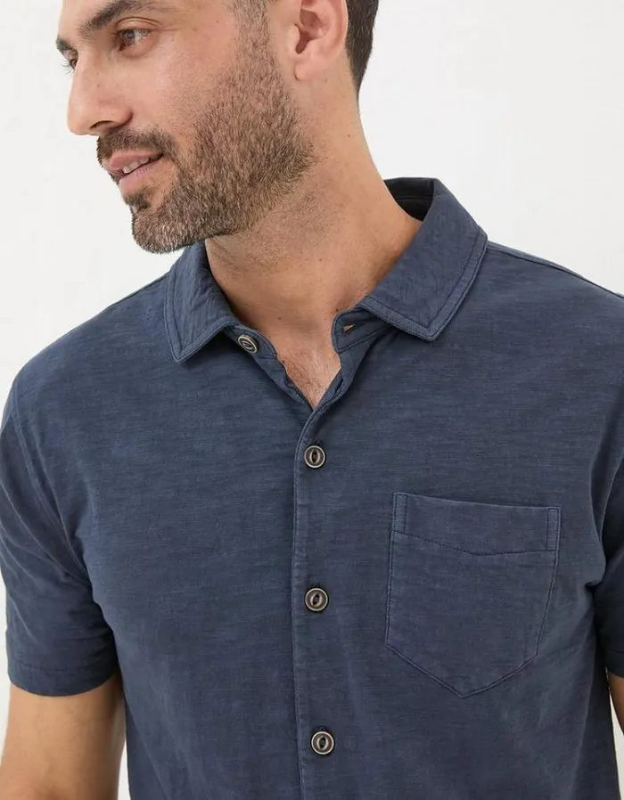 Men FatFace Shirts Truro Jersey Shirt Navy