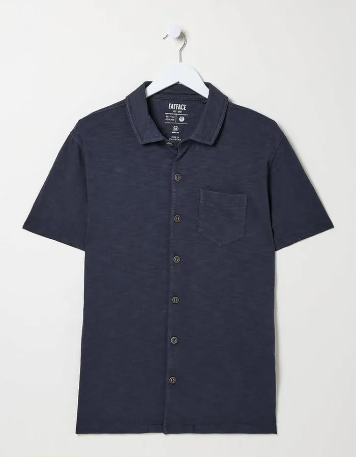 Men FatFace Shirts Truro Jersey Shirt Navy