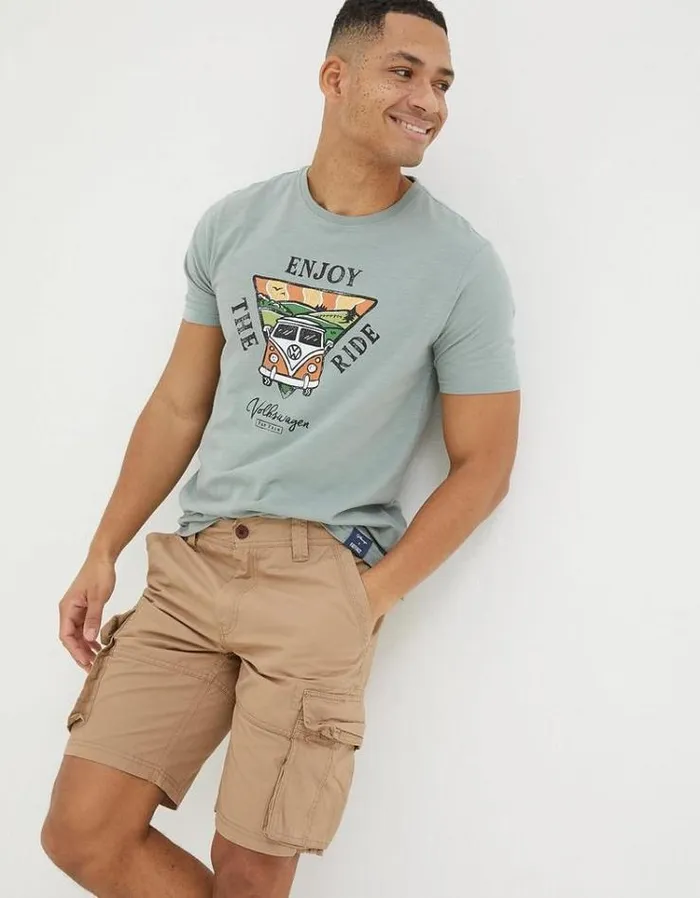 Men FatFace Shorts Bude Lightweight Cargo Shorts Tan