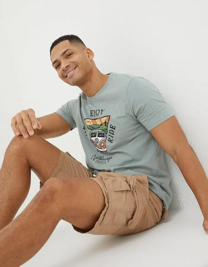 Men FatFace Shorts Bude Lightweight Cargo Shorts Tan