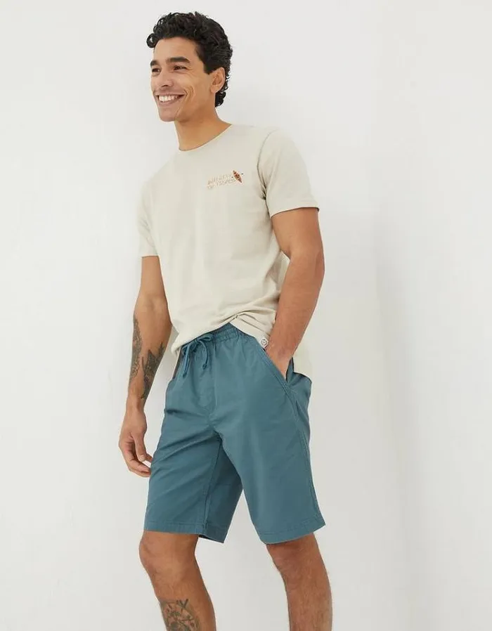 Men FatFace Shorts Seaton Pull On Shorts Dark Teal Green