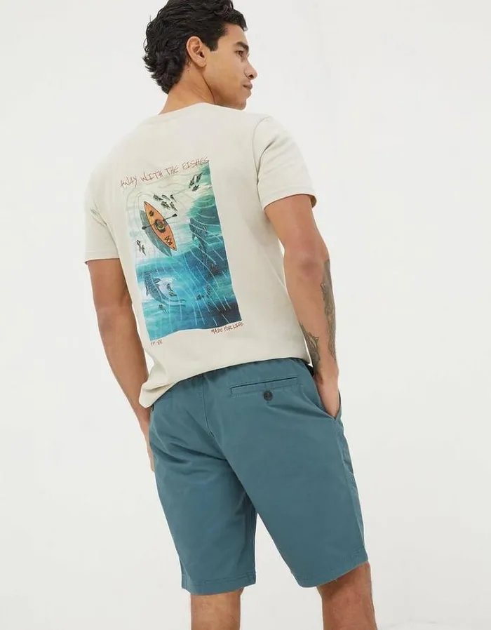Men FatFace Shorts Seaton Pull On Shorts Dark Teal Green