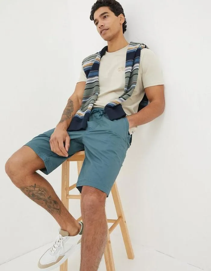 Men FatFace Shorts Seaton Pull On Shorts Dark Teal Green