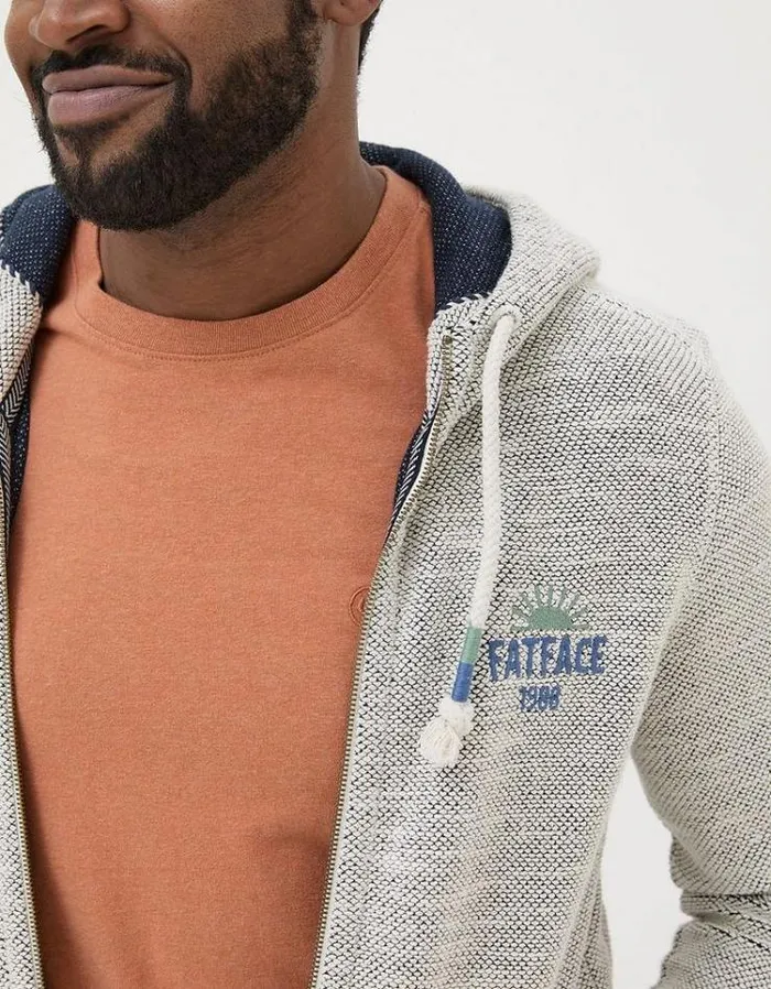 Men FatFace Sweatshirts and Hoodies Aloa Woolacombe Zip Up Hoodie Oatmeal