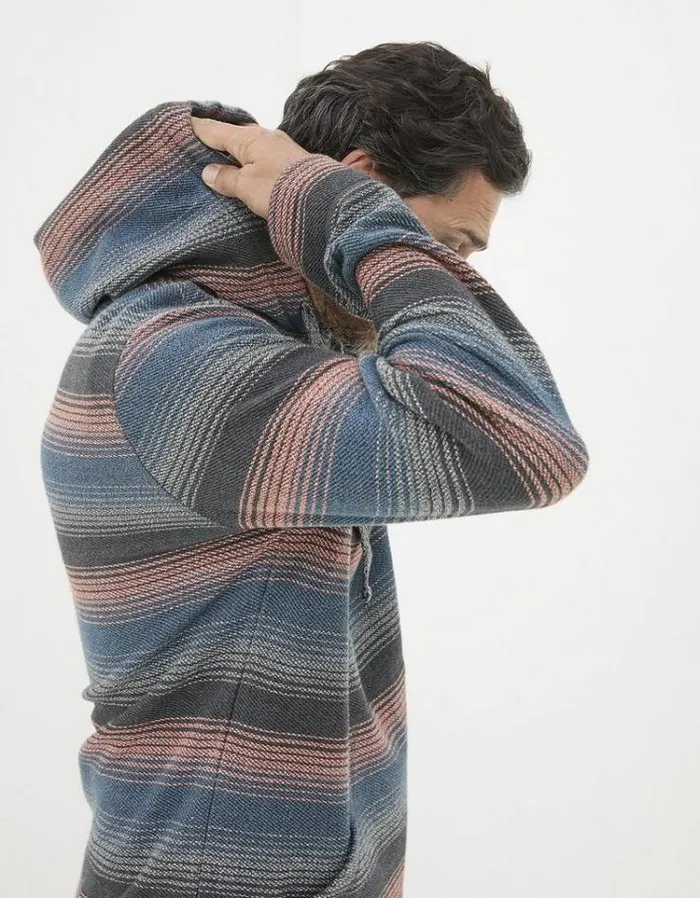 Men FatFace Sweatshirts and Hoodies Trescowe Textured Hoodie Multi