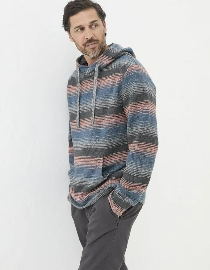 Men FatFace Sweatshirts and Hoodies Trescowe Textured Hoodie Multi