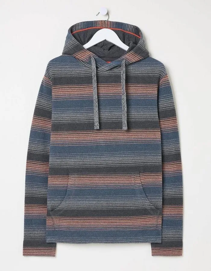 Men FatFace Sweatshirts and Hoodies Trescowe Textured Hoodie Multi