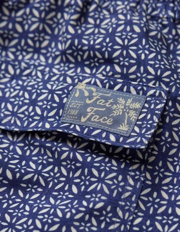 Men FatFace Swimwear Trevose Tile Print Swim Shorts Navy