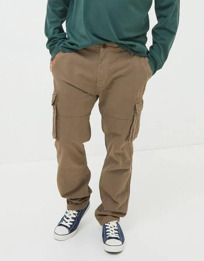 Men FatFace Tall Collection Breakyard Cargo Pants Dark Natural