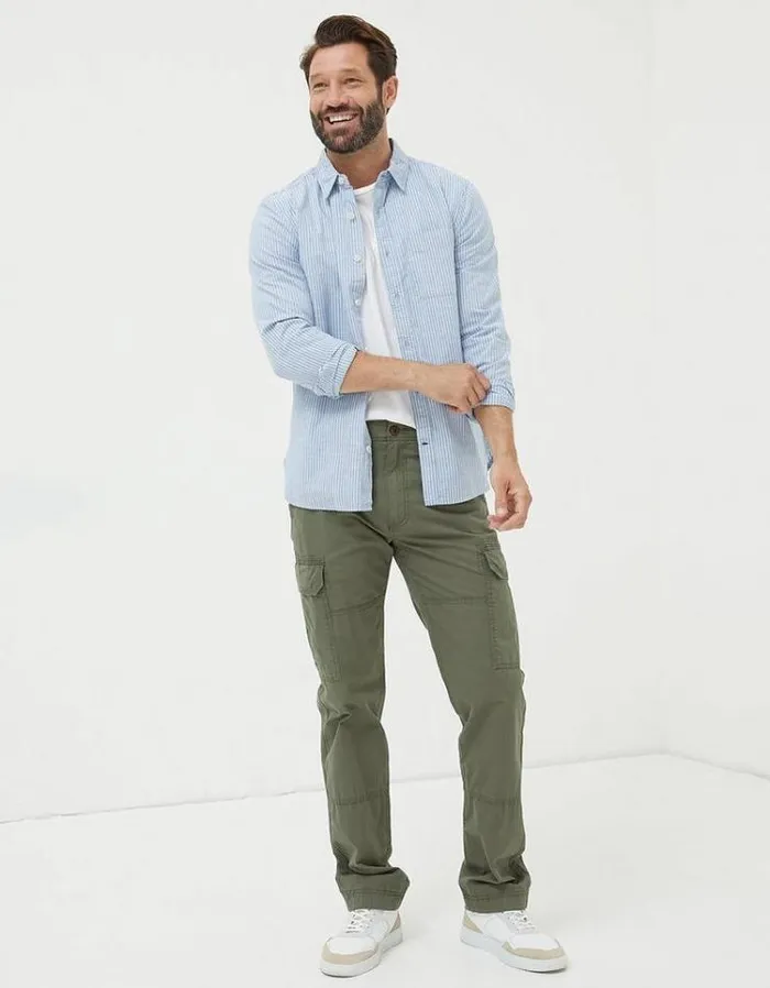 Men FatFace Tall Collection Bude Straight Cargo Pants Khaki Green