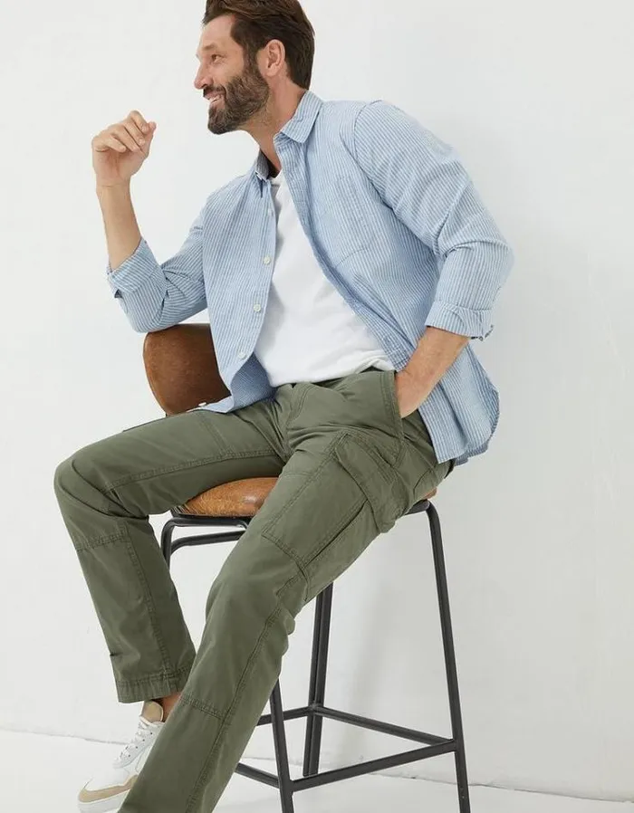 Men FatFace Tall Collection Bude Straight Cargo Pants Khaki Green
