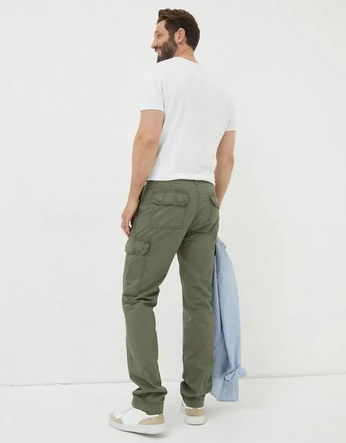 Men FatFace Tall Collection Bude Straight Cargo Pants Khaki Green