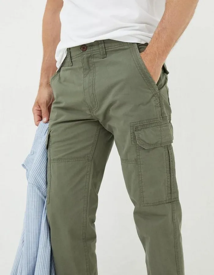 Men FatFace Tall Collection Bude Straight Cargo Pants Khaki Green
