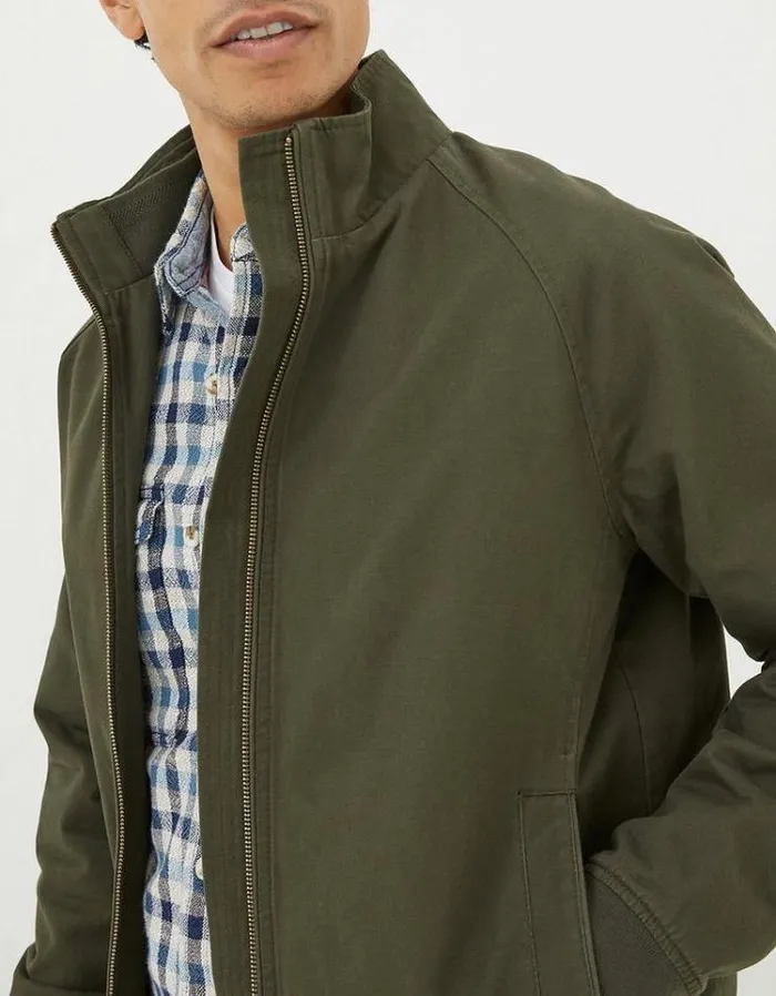 Men FatFace Tall Collection Harrington Bomber Jacket Dark Green