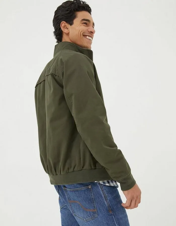 Men FatFace Tall Collection Harrington Bomber Jacket Dark Green