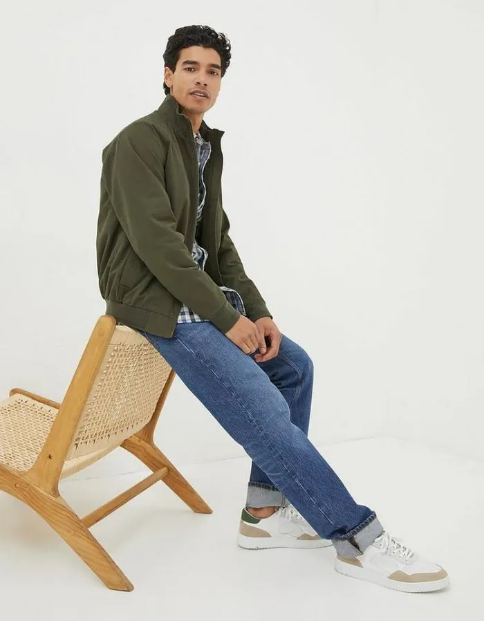 Men FatFace Tall Collection Harrington Bomber Jacket Dark Green