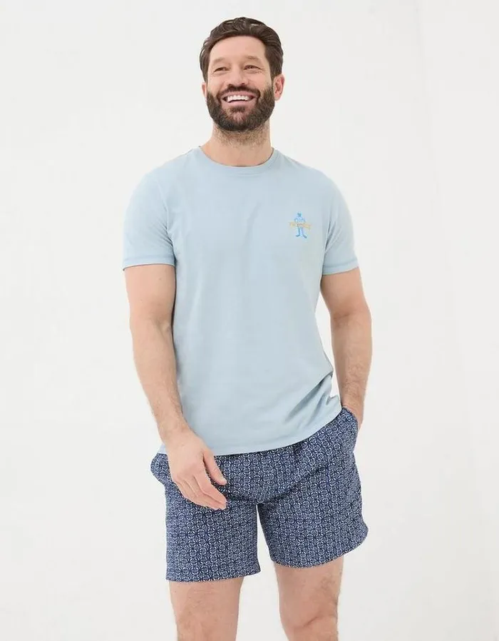 Men FatFace Vacation Shop Pool Rules TShirt Light Blue