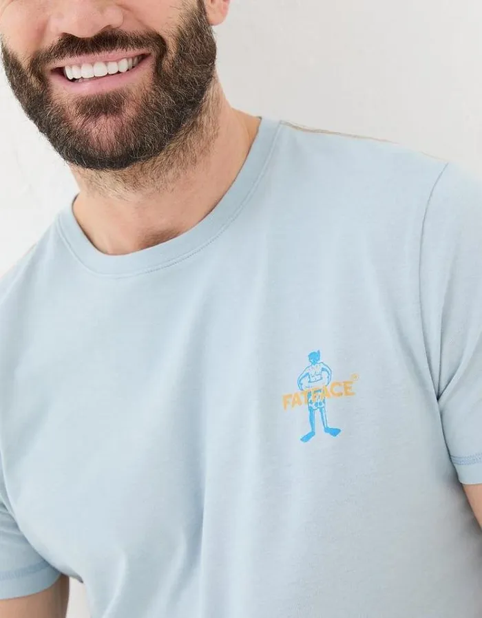 Men FatFace Vacation Shop Pool Rules TShirt Light Blue