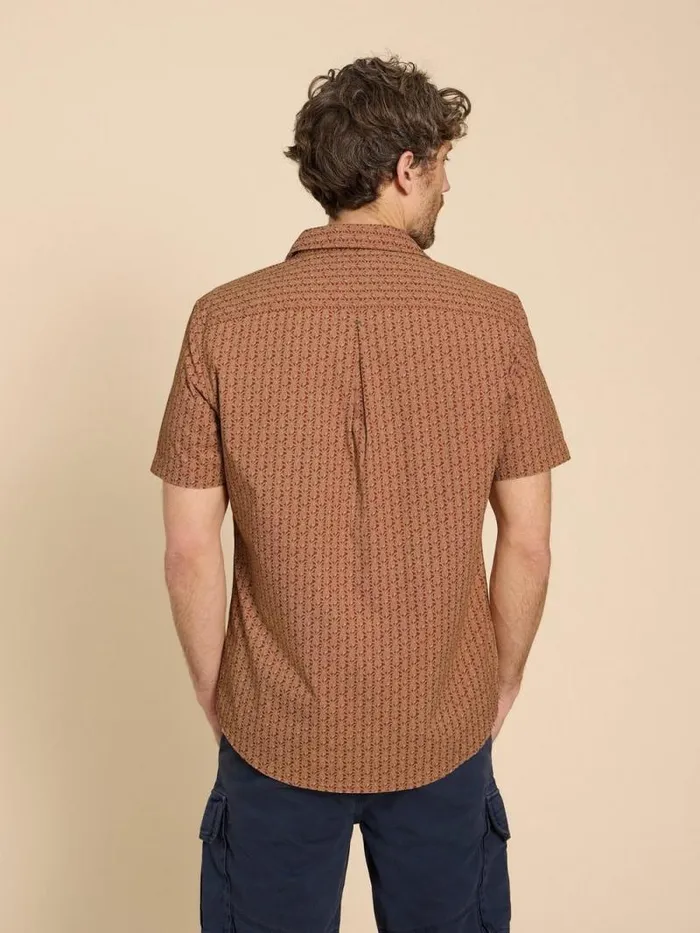 Men Geo Pineapple Printed SS Shirt Orange Print White Stuff Shirts