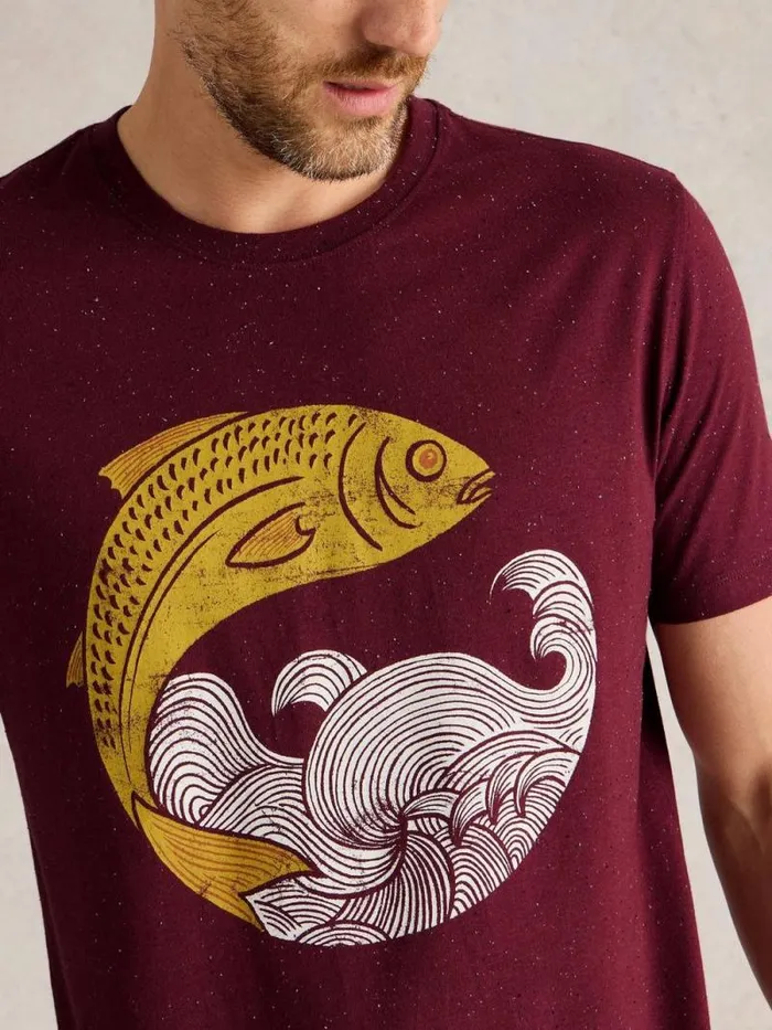 Men Gone Fishing Graphic Tee Plum Purple Print White Stuff TShirts Men Gone Fishing Graphic Tee Plum Purple Print White Stuff TShirts