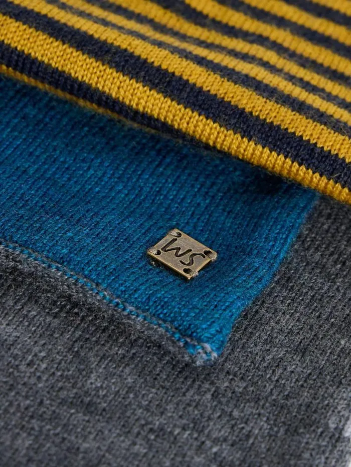 Men Hotchpotch Merino Scarf Navy Multi White Stuff Scarves