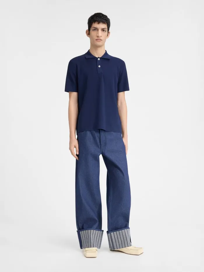 Men Knits JACQUEMUS The Knit Polo Shirt Dark Navy