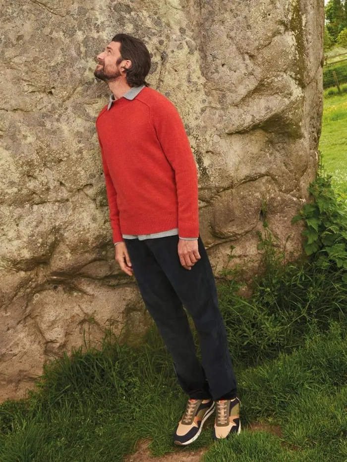 Men Lambswool Mock Neck Jumper Mid Red White Stuff Knitwear