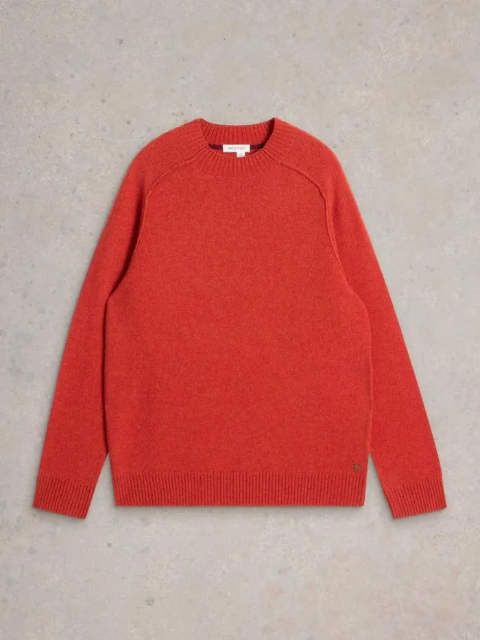Men Lambswool Mock Neck Jumper Mid Red White Stuff Knitwear