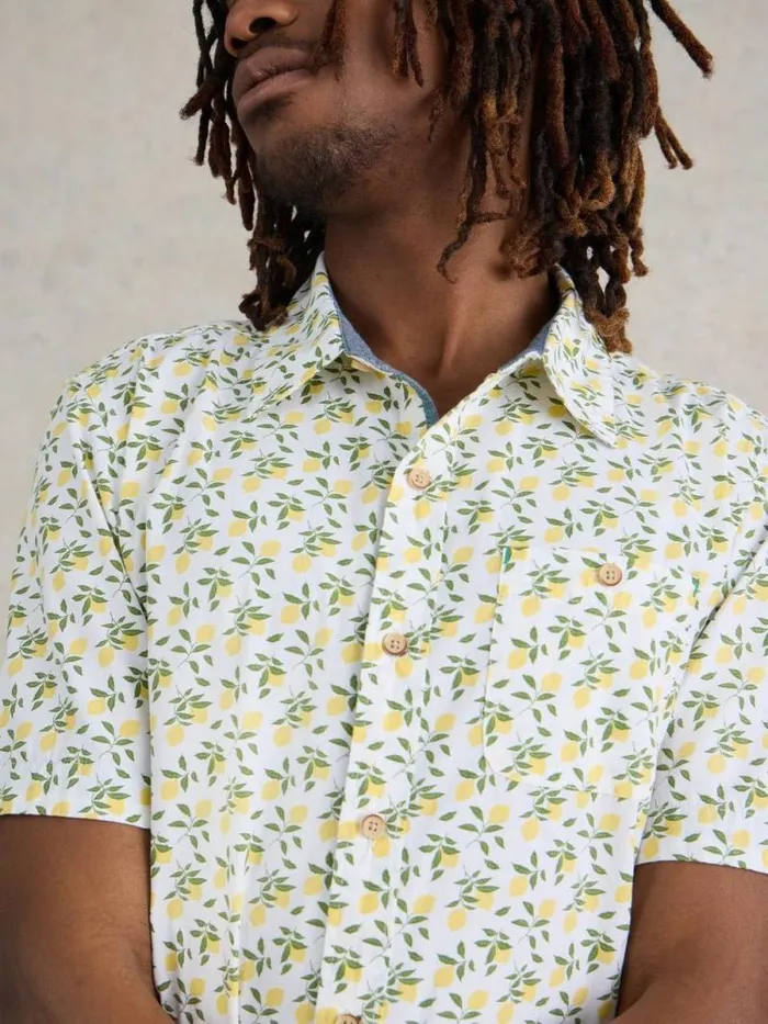Men Lemon Printed Shirt White Print White Stuff Shirts