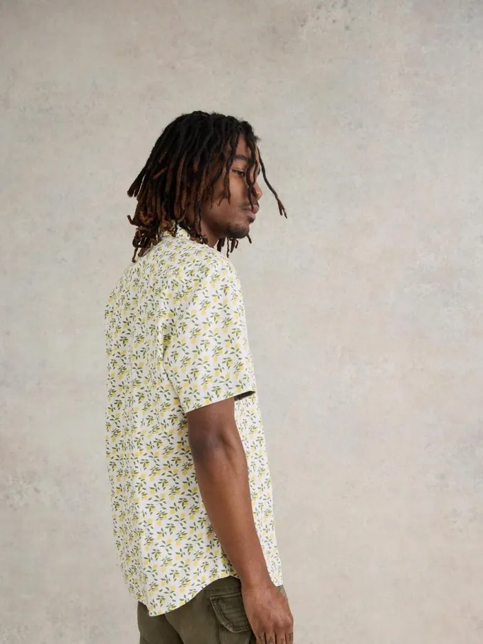 Men Lemon Printed Shirt White Print White Stuff Shirts