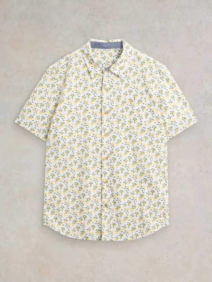 Men Lemon Printed Shirt White Print White Stuff Shirts