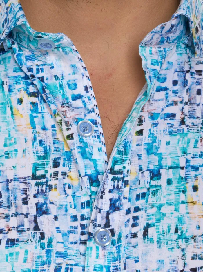 Men Long Sleeve Button Down Shirts Robert Graham BELMONT LONG SLEEVE BUTTON DOWN SHIRT Teal