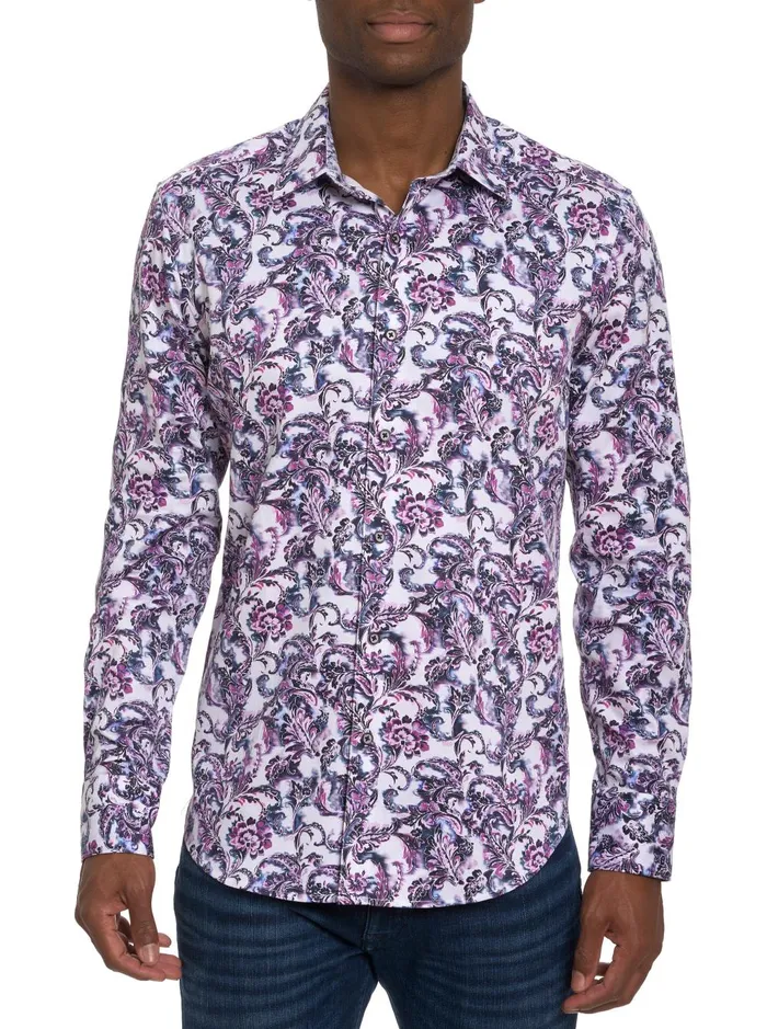 Men Long Sleeve Button Down Shirts Robert Graham CICCIO LONG SLEEVE BUTTON DOWN SHIRT TALL Wine