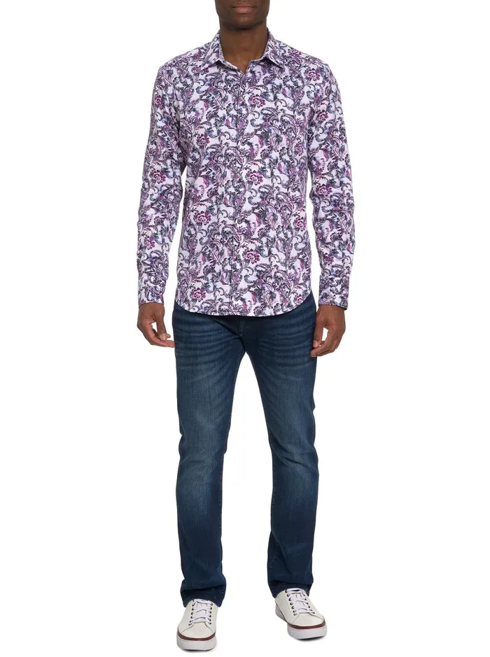 Men Long Sleeve Button Down Shirts Robert Graham CICCIO LONG SLEEVE BUTTON DOWN SHIRT TALL Wine