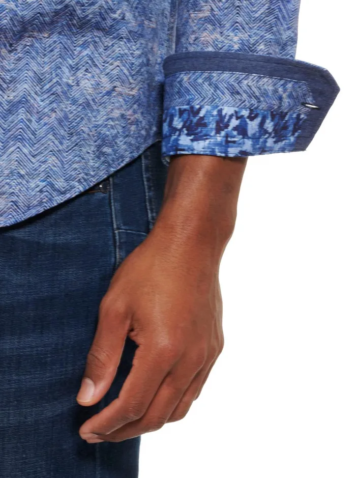 Men Long Sleeve Button Down Shirts Robert Graham COSMIC WAVE LONG SLEEVE BUTTON DOWN SHIRT Blue