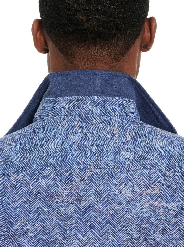Men Long Sleeve Button Down Shirts Robert Graham COSMIC WAVE LONG SLEEVE BUTTON DOWN SHIRT Blue