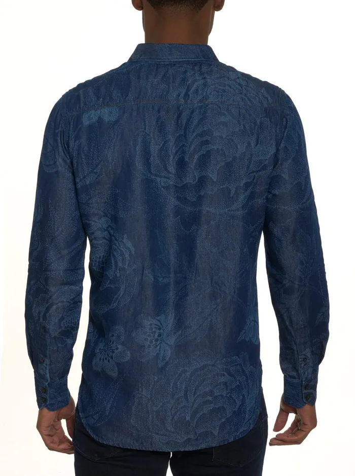 Men Long Sleeve Button Down Shirts Robert Graham FLOWER THROWER LONG SLEEVE BUTTON DOWN SHIRT Indigo