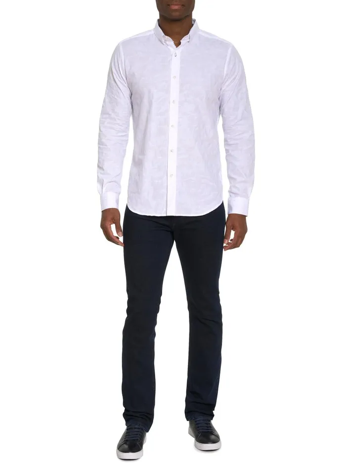 Men Long Sleeve Button Down Shirts Robert Graham KAMAL LONG SLEEVE BUTTON DOWN SHIRT White