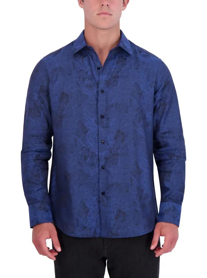 Men Long Sleeve Button Down Shirts Robert Graham LIMITED EDITION MYSTIQUE LONG SLEEVE BUTTON DOWN SHIRT Blue