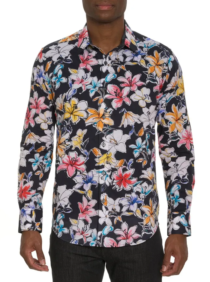 Men Long Sleeve Button Down Shirts Robert Graham OBEROI LONG SLEEVE BUTTON DOWN SHIRT Black