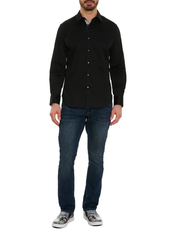 Men Long Sleeve Button Down Shirts Robert Graham RIGHTEOUS 2 LONG SLEEVE BUTTON DOWN SHIRT Black