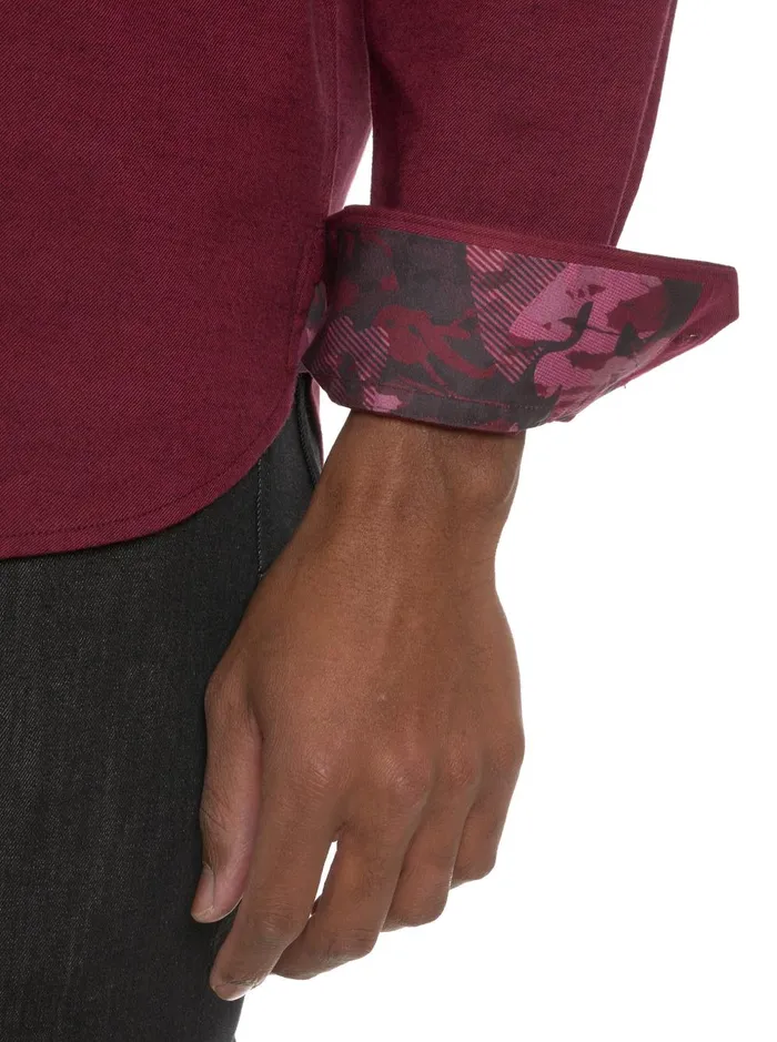 Men Long Sleeve Button Down Shirts Robert Graham SANTA CROCE LONG SLEEVE BUTTON DOWN SHIRT Burgundy