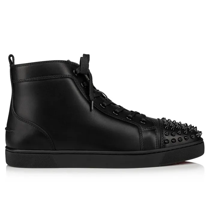 Men Lou Spikes Hightop Sneakers 8211 Calf Leather 8211 Black Christian Louboutin Sneakers