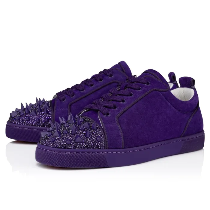 Men Louis Junior P Pik Pik Strass Sneakers 8211 Veau Velours 8211 Jacaranda Christian Louboutin Sneakers