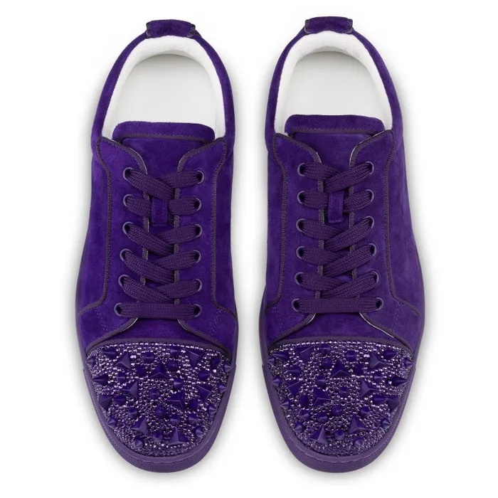 Men Louis Junior P Pik Pik Strass Sneakers 8211 Veau Velours 8211 Jacaranda Christian Louboutin Sneakers