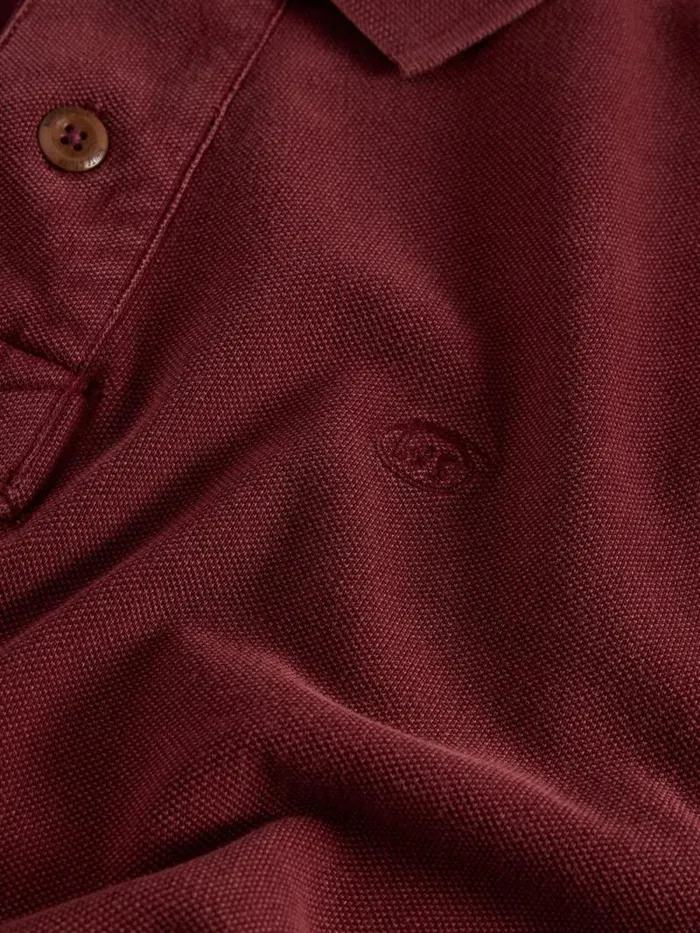 Men LS Utility Polo Dk Plum White Stuff Polo Shirts
