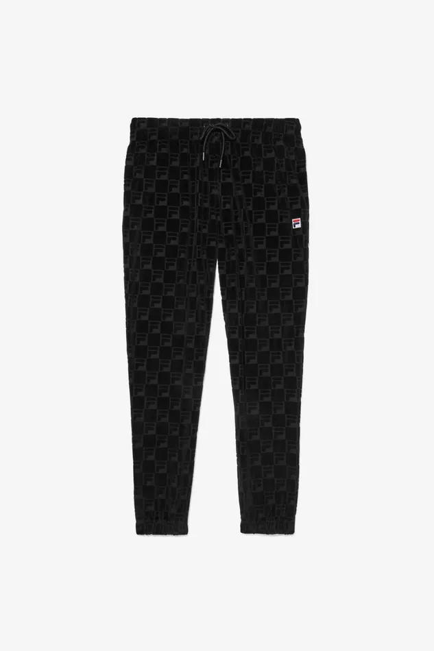 Men Matching Sets Fila Jacquard Velour Track Pant 001 Black