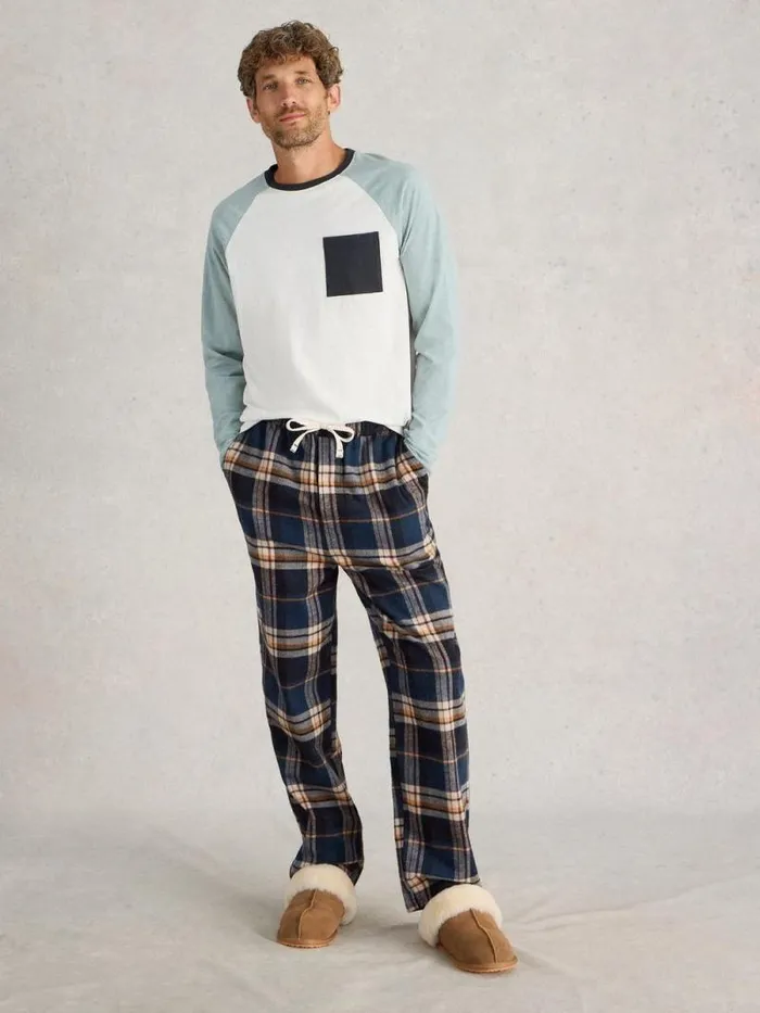 Men Moorland Flannel PJ Trousers Navy Multi White Stuff Loungewear