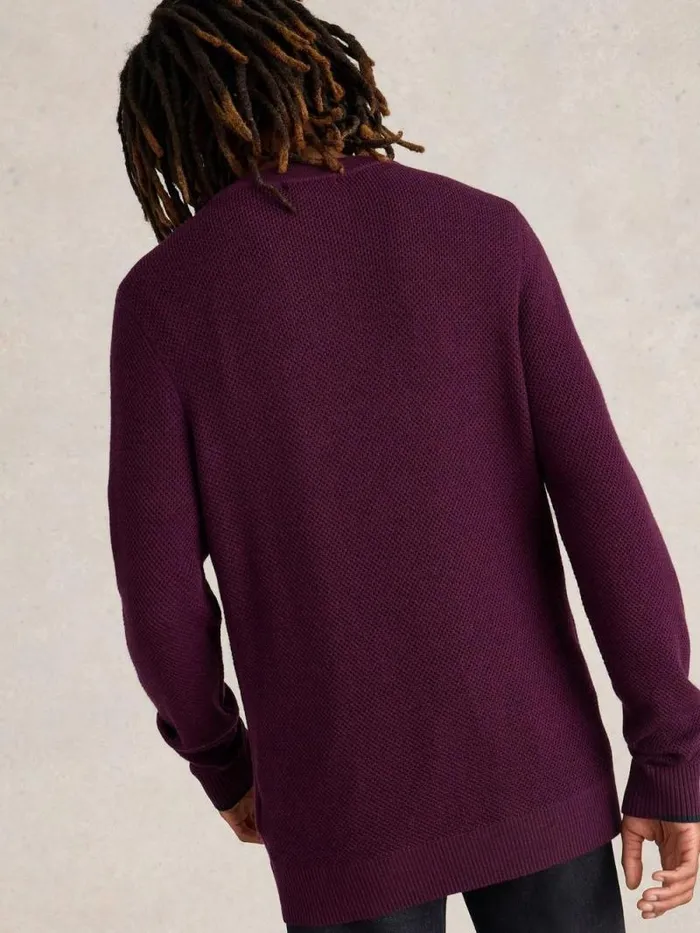 Men Newport Merino Wool Henley Dk Plum White Stuff Knitwear